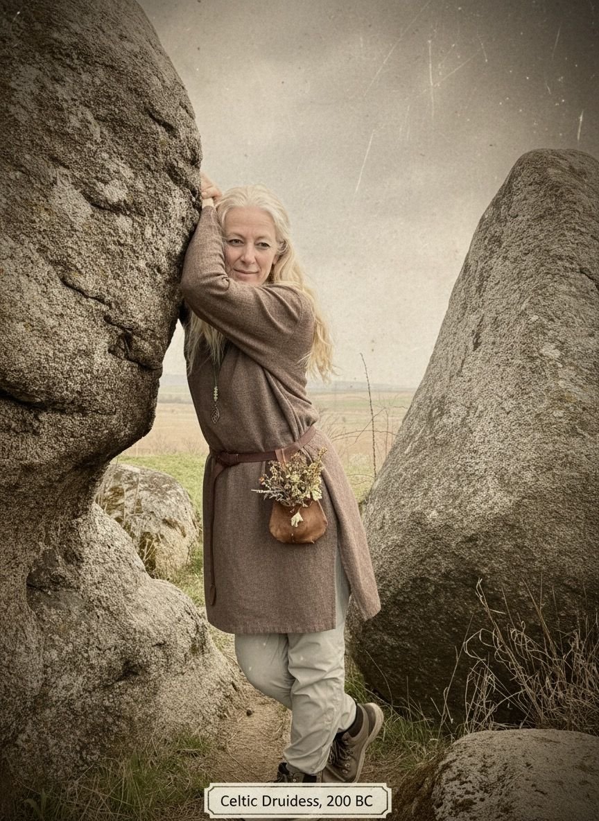 Frau an einem Steintor
